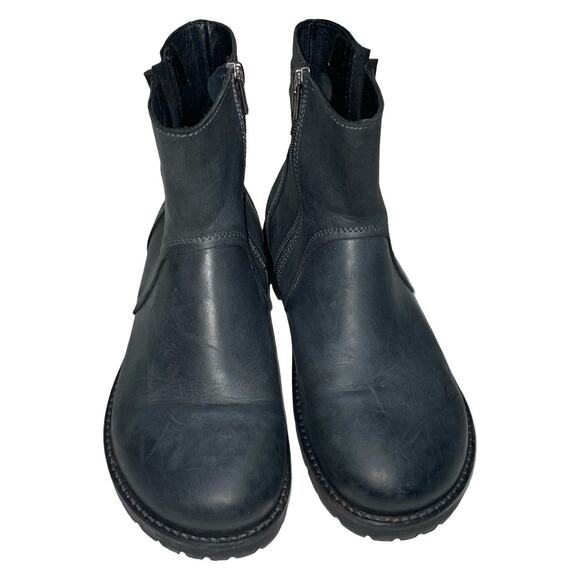 Birkenstock Stowe Leather Buckle Moto Ankle Boots in Charcoal Grey   Size: EU 39 - Picture 2 of 8